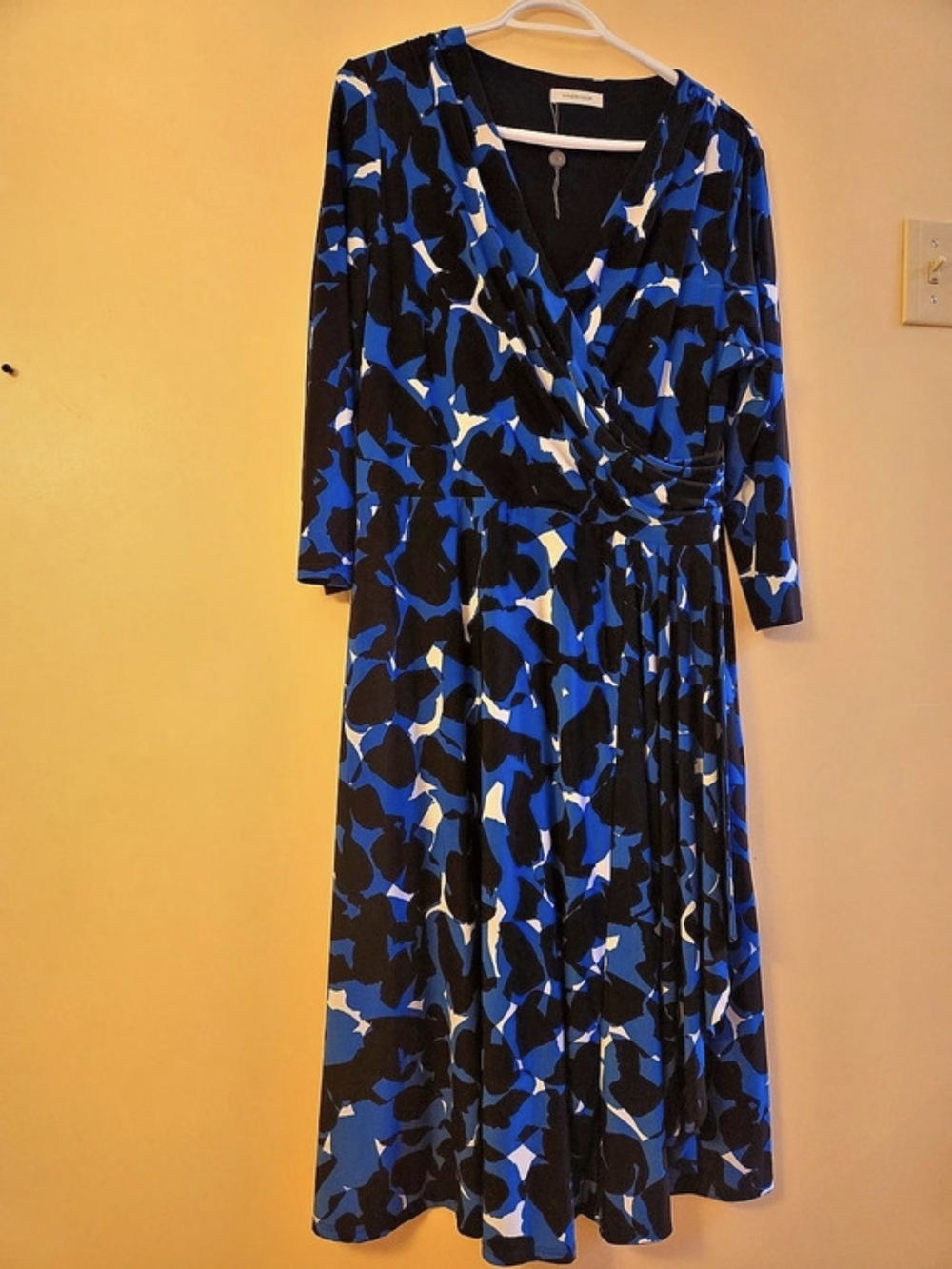 Windsmoor Abstract Midi Dress in Blue & Black UK 14
